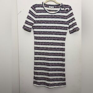 Madewell Womens Short Sleeve Mini Dress Lawton Stripe Knit Buttons Size M